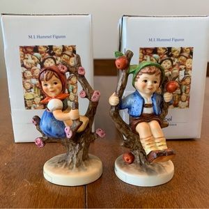Goebel M.J. Hummel Apple Tree Girl and Boy Set w Box